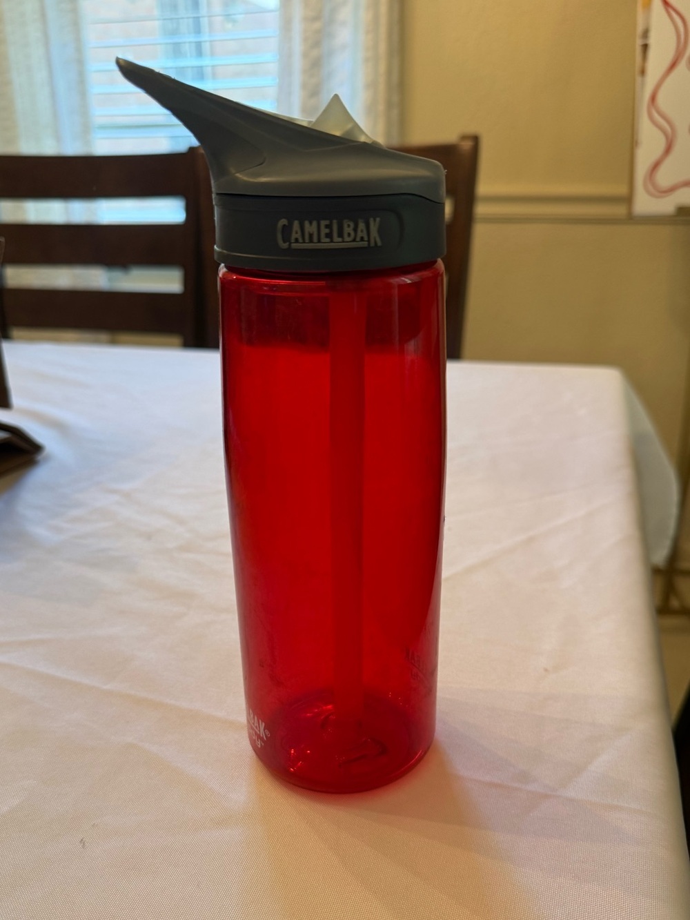 CamelBak Red Bottle with Dark Gray Flip Straw Lid - Picture 3 of 4